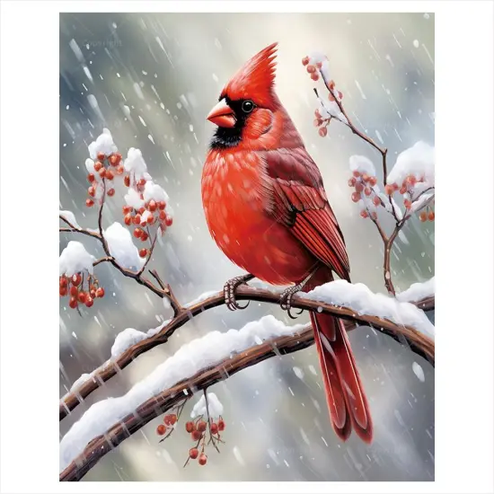 Red Cardinal Paint by Numbers Kit for Adults - DIY Bird Painting on Canvas 16x20 Inches, Adults' Paint-by-Number Kits Acrylic Paint Set {1}