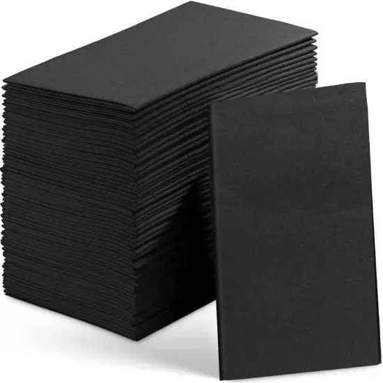 100 Pack Linen Like Black Napkins - Disposable Guest Paper Napkins and Hand Towels for Bathroom, Soft Absorbent Everyday Dinner Kitchen Party Wedding Cocktail {1}