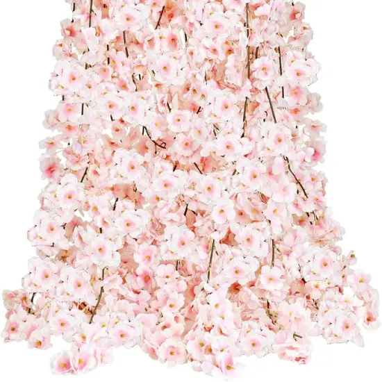 11.8 ft Artificial Cherry Blossom Vines Fake Spring Flowers Hanging Silk Sakura Flower Garland for Wedding Party Decor, Pink {6}