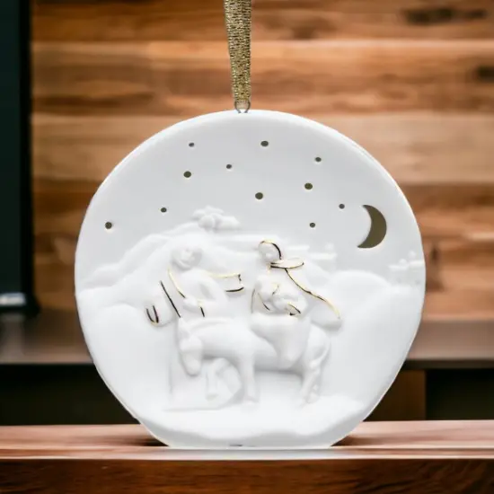 Ceramic Flight Into Egypt Christmas Tree Ornament, Home D&eacute;cor, Religious D&eacute;cor, Religious Gift, Church D&eacute;cor, Baptism Gift {2}