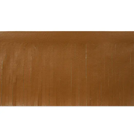 5 Yards of 4" Glossy Finish Vegan Leather Fringe Trim | 5 yard cut Light Brown {1}