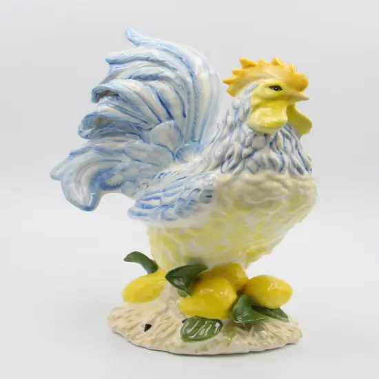 Ceramic Lemon Blue and Yellow Rooster Statue, Home D&eacute;cor, Gift for Her, Gift for Mom, Kitchen D&eacute;cor, Farmhouse D&eacute;cor, Fall Decor {3}