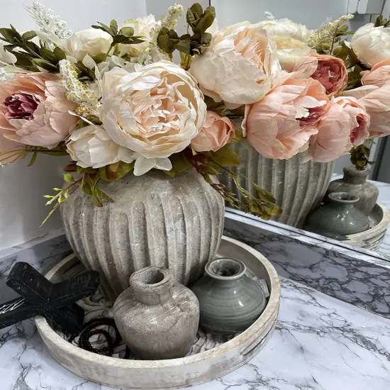 Silk Peony Bouquet &ndash; Vintage Artificial Peonies for Wedding, Home, and Office Decor {2}