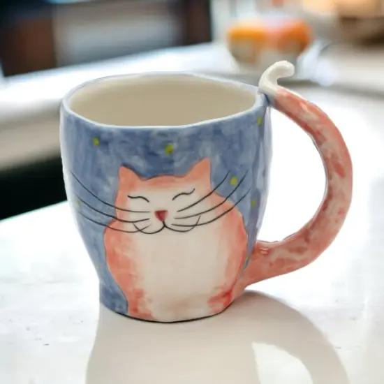 Ceramic Happy Cat Mug, Home D&eacute;cor, Gift for Her, Gift for Mom, Kitchen D&eacute;cor, Cafe Decor, Cat Lovers Gift, Pet Loss Gift {2}