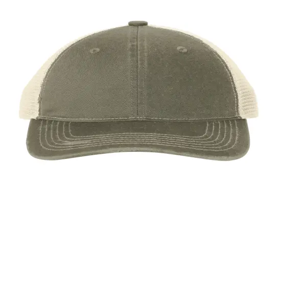 Port Authority&reg; Distressed Mesh Back Cap Light Olive/ Stone {1}