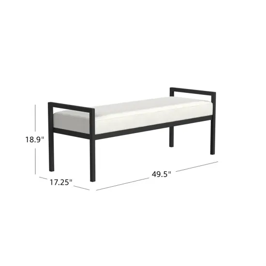 Modern Entryway Bench with Upholstered Cushion and Metal Base {5}