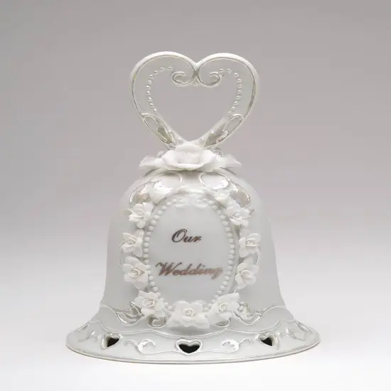 Ceramic Wedding Bell with Rose Flowers, Wedding D&eacute;cor or Gift, Anniversary D&eacute;cor or Gift, Home D&eacute;cor {3}