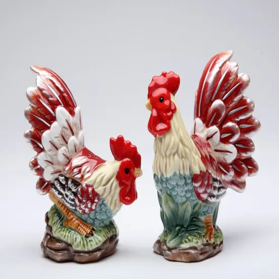 Ceramic Rooster Salt & Pepper Shakers, Home D&eacute;cor, Gift for Her, Gift for Mom, Kitchen D&eacute;cor, Dining Table D&eacute;cor, Farmhouse Decor {4}
