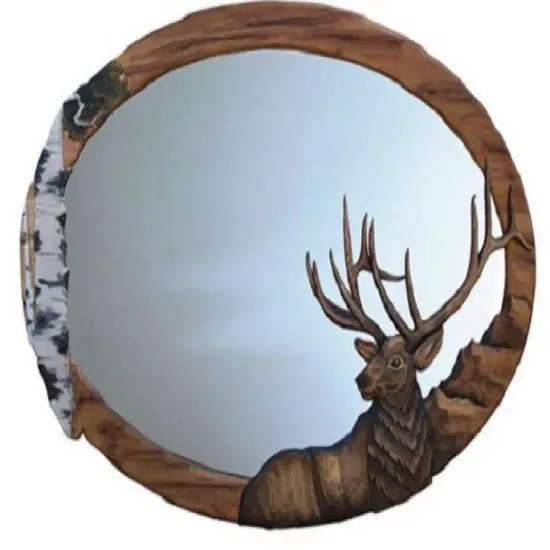 Elk with Birch Tree Mirror &ndash; 36" x 24" Decor {1}