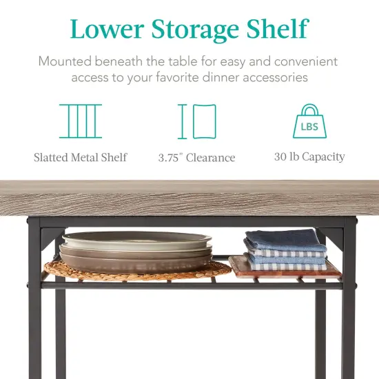 Best Choice Products 3-Piece Modern Dining Set, Square Table & Chairs Set w/ Steel Frame, Built-In Storage Rack Gray/Black {4}