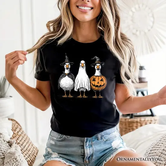 Haunting Honkers Goose T-Shirt, Funny Halloween Costumes Tee {6}