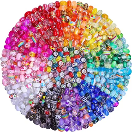 Assortment European Large Hole Beads Spacer Beads Rhinestone Craft Beads for DIY Charms Bracelet Jewelry Making (Rainbow) {2}