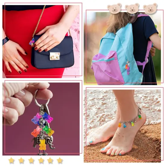 60pcs Gradient 3D Gummy DIY Bear Charms- Resin Bear Shaped Clay Pendants in 15 Colors Earring Bracelet Nacklace DIY Jewelry Making Pendants Nail Art Accessory for Adults DIY Handmade Crafting Gifts {6}