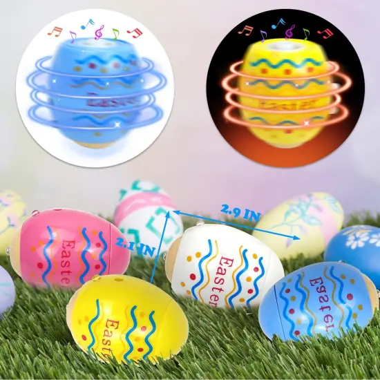 Light up Easter Eggs Hunt Supplies for Kids, 8 Pack Easter Basket Stuffers Fillers for Toddler Boys Girls {2}