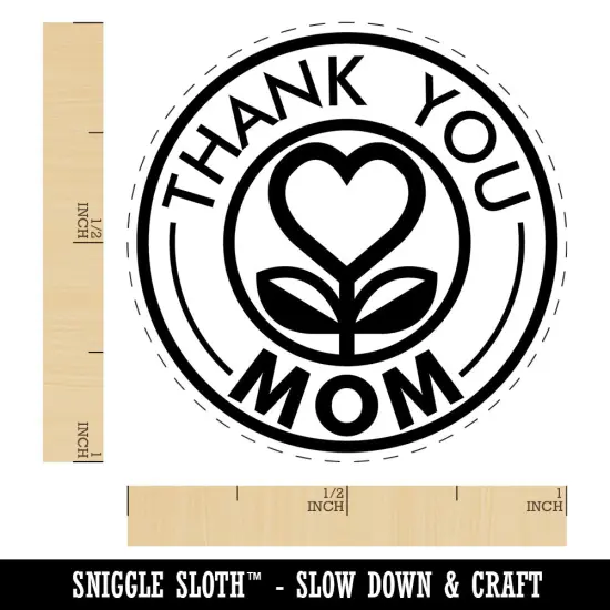 Thank You Mom Heart Flower Mother's Day Self-Inking Rubber Stamp Crafting Yellow {1}