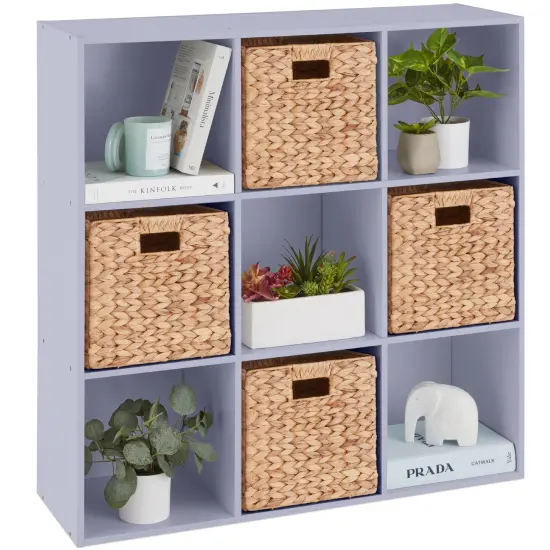 Best Choice Products 9-Cube Bookshelf, 13.5in Display Storage System, Organizer w/ Removable Back Panels Lavender {1}