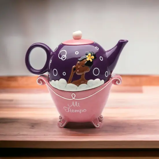 Ceramic African American Lady Mi Tiempo Tea For One, Gift for Her, Gift for Mom, Kitchen D&eacute;cor, Tea Party D&eacute;cor, Caf&eacute; D&eacute;cor, Kitchen Decor {1}