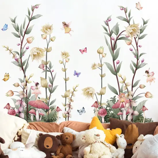 3 Sheets 12"x 36" Large Watercolor Fresh Plants Wall Decor Leaf and White Flowers {2}