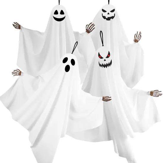 4PCS Hanging Ghosts Halloween Decorations - Spooky {1}