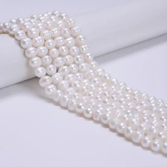 Natural Freshwater White Pearl Round Beads 15" 4mm 6mm 8mm 9mm 10mm 11mm 12mm (8-9mm) {5}