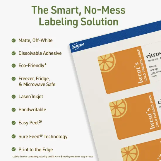 Avery Dissolvable Labels, 2" x 6" Rectangle {2}