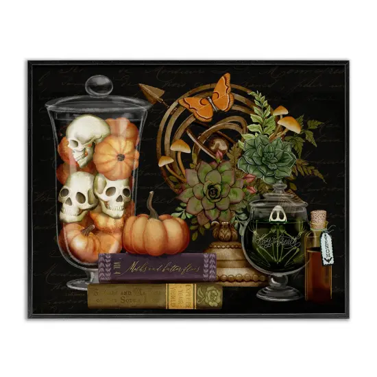 Autumnal Dark Academia Framed Giclee Art Black {1}