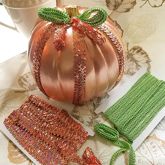 5 yards of 2 Row 7/8" Starlight Hologram Stretch Sequin Trim | 5 yard cut Orange {4}