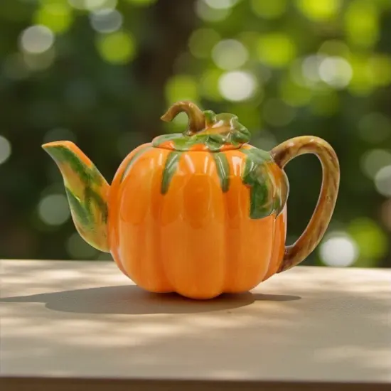 Ceramic Pumpkin Teapot for Pumpkin Spice Lovers, Gift for Her, Gift for Mom, Tea Party D&eacute;cor, Caf&eacute; D&eacute;cor, Fall Thanksgiving Decor {2}