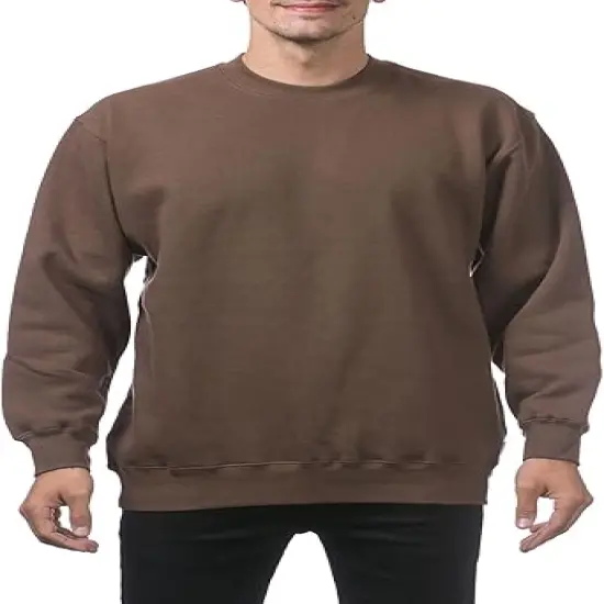 Men's Heavyweight Crew Neck Fleece Pullover Sweatshirt | RADYAN&reg; BROWN {1}
