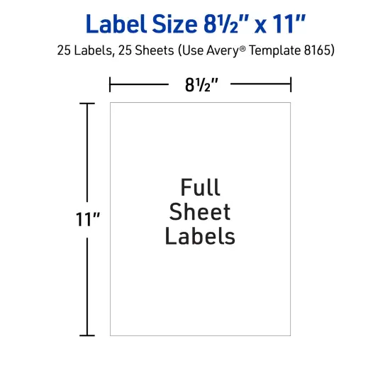 Avery Full-Sheet Printable Shipping Labels, 8.5" x 11" Customizable Stickers, White, 25 Blank Mailing Labels, Great for Mailing, Shipping, Organizing, and More (8165) {5}