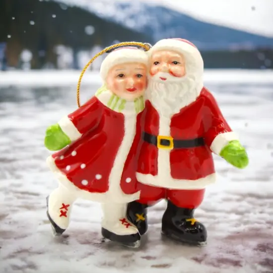 Ceramic Santa And Mrs. Claus Ice Skating Ornament, Home D&eacute;cor, Gift for Her, Gift for Mom, Kitchen D&eacute;cor, Christmas D&eacute;cor {2}