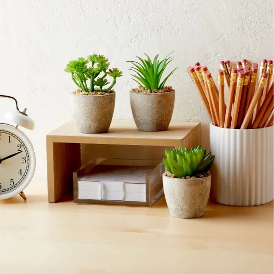 6 Pack Artificial Succulent Plants with Pots for Office Desk, Faux Indoor Mini Cactus Decor for Home, Bedroom (2.7 to 4 in) Green {2}