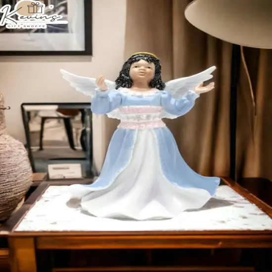 Ceramic African American Angel Girl Figurine, Home D&eacute;cor, Religious D&eacute;cor, Religious Gift, Church D&eacute;cor, Baptism Gift {2}