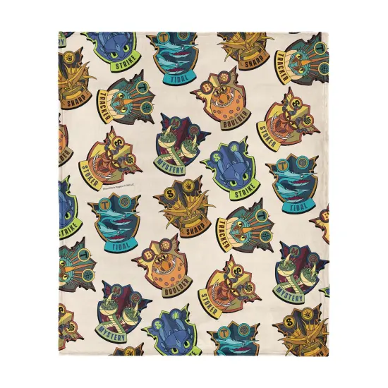 Universal How to Train Your Dragon Silk Touch Throw Blanket Dragon Badges {1}