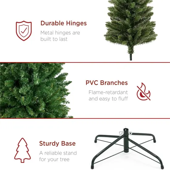 Pencil Christmas Tree Unlit Slim Artificial Tree with Foldable Base & Easy Assembly Green {6}