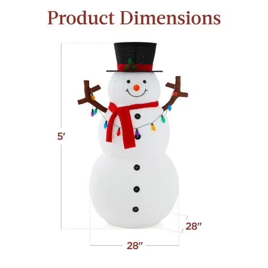 Best Choice Products 5ft Lighted Pop-Up Snowman, Outdoor Christmas Holiday Decoration w/ 200 LED Lights, Hat, Scarf {2}