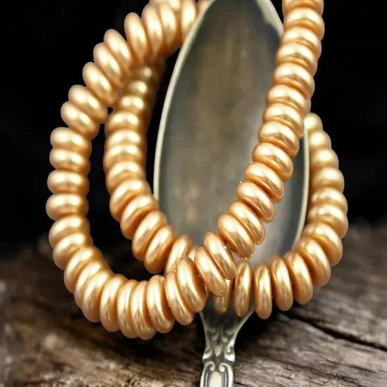 8x3mm Gold Celestial Pearl Rondelle Beads (16" Strand) {3}