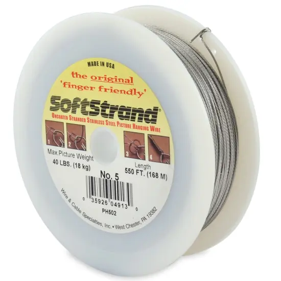 Softstrand, Uncoated Stranded Stainless Steel Picture Wrapping Wire, Size #8, 60 lb / 27 kg, 375 ft / 114 m {5}