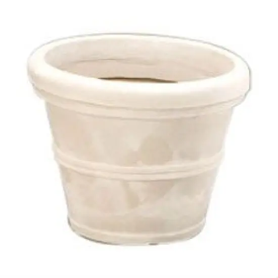 White Poly Resin Round Planter 12-inch Weather-Resistant Durable {1}
