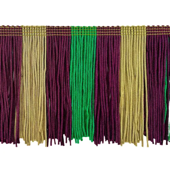 5 Yards of 6" Striped Multicolor Chainette Fringe Trim | 5 yard cut Mardi Gras {1}
