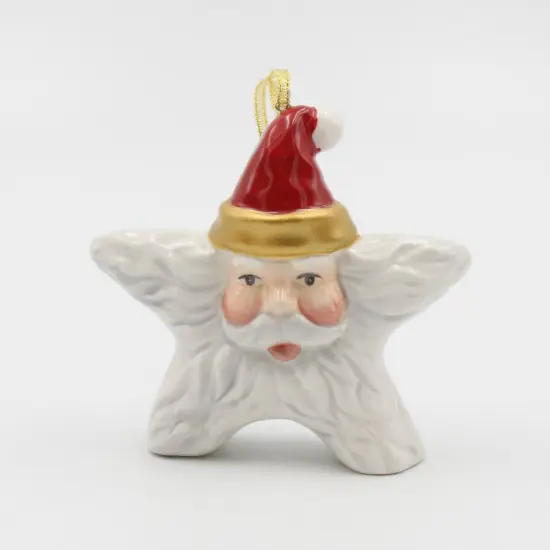 Ceramic Christmas Santa Star Ornament, Home D&eacute;cor, Gift for Her, Gift for Mom, Kitchen D&eacute;cor, Christmas D&eacute;cor {2}