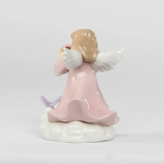 Ceramic Angel Girl with Rose Flower Figurine, Religious D&eacute;cor, Religious Gift, Church D&eacute;cor, Church Gift, Baptism Gift {3}