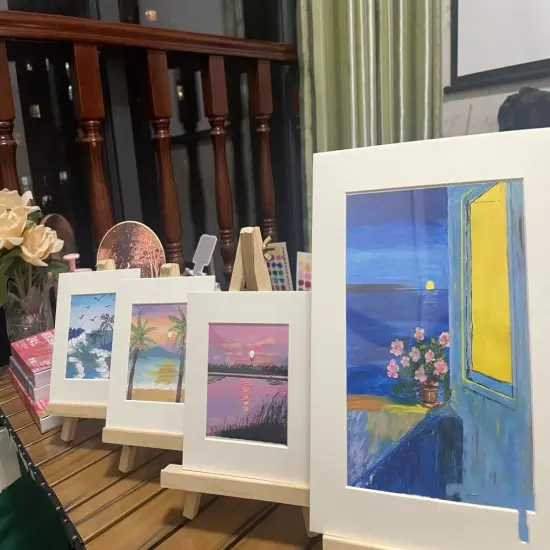 6 Pack 9 Inch Wood Easels, Easel Stand for Painting Canvases, Tripod, Kids Student Tabletop Easels for Painting, Art Craft Painting Easel Stand for Artist Adults Students {6}