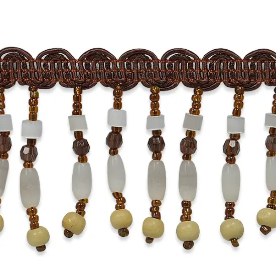 5 yards of Fiber Optic Beaded Fringe Trim | 5 yard cut Brown {1}