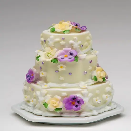 Ceramic Pansy Flower Cake Shaped Jewelry Box, Home D&eacute;cor, Gift for Her, Gift for Mom, Nature Lover Gift, Vanity Decor, Wedding Gift {3}