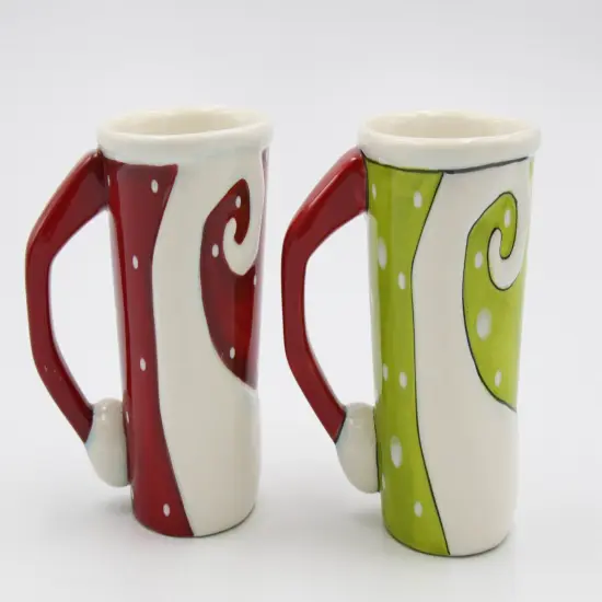 Ceramic Christmas Santa Mug (Set of 2), Home Décor, Gift for Her, Gift for Mom, Kitchen Décor, Christmas Décor {3}