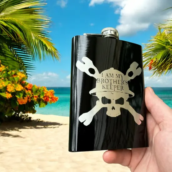8oz BLACK Helmet Brothers Keeper Flask {2}