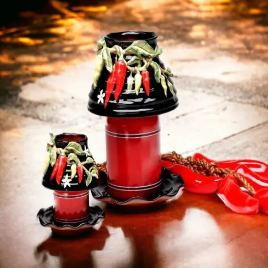 Ceramic Large Size Chili Pepper Candle Shade and Base, Home D&eacute;cor, Gift for Her, Gift for Mom, Kitchen D&eacute;cor, Farmhouse D&eacute;cor {2}