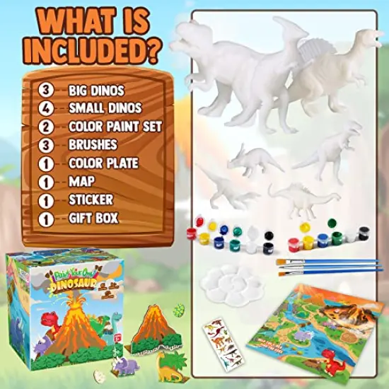 Dinosaur Painting Kit - Dinosaur Toys for Kids 3, 4, 5, 6, 7,8 9 Years Old, Christmas Gifts for Kids, Painting Set for Kids, Art Set for Kids with Painting Tools, Art Supplies, Toys for Boys {5}