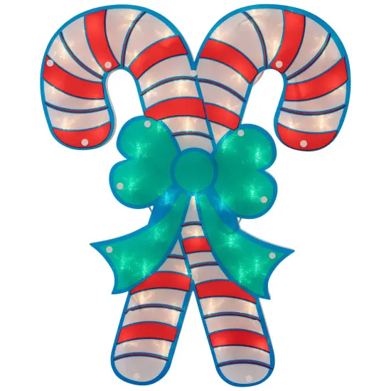Northlight 18.5" Lighted Double Candy Cane Christmas Window Silhouette Red {3}